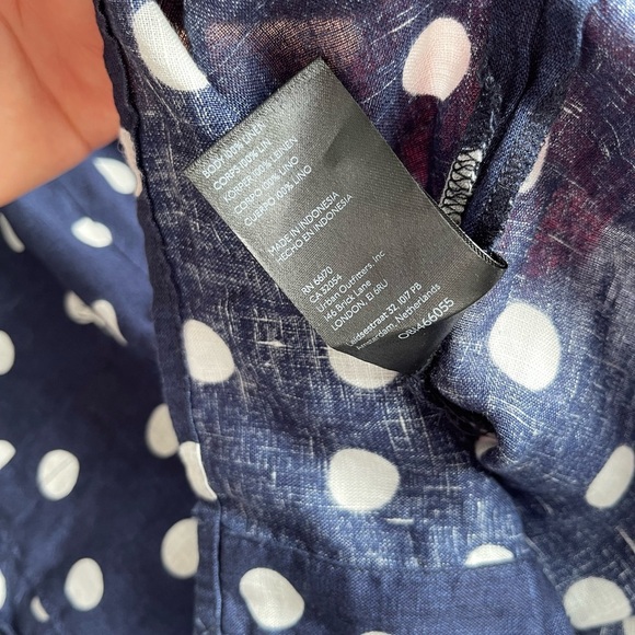 Anthropologie Maeve Women Buttondown Surf Linen Navy Dot Shirt Top Linen Sz XS - Picture 16 of 16